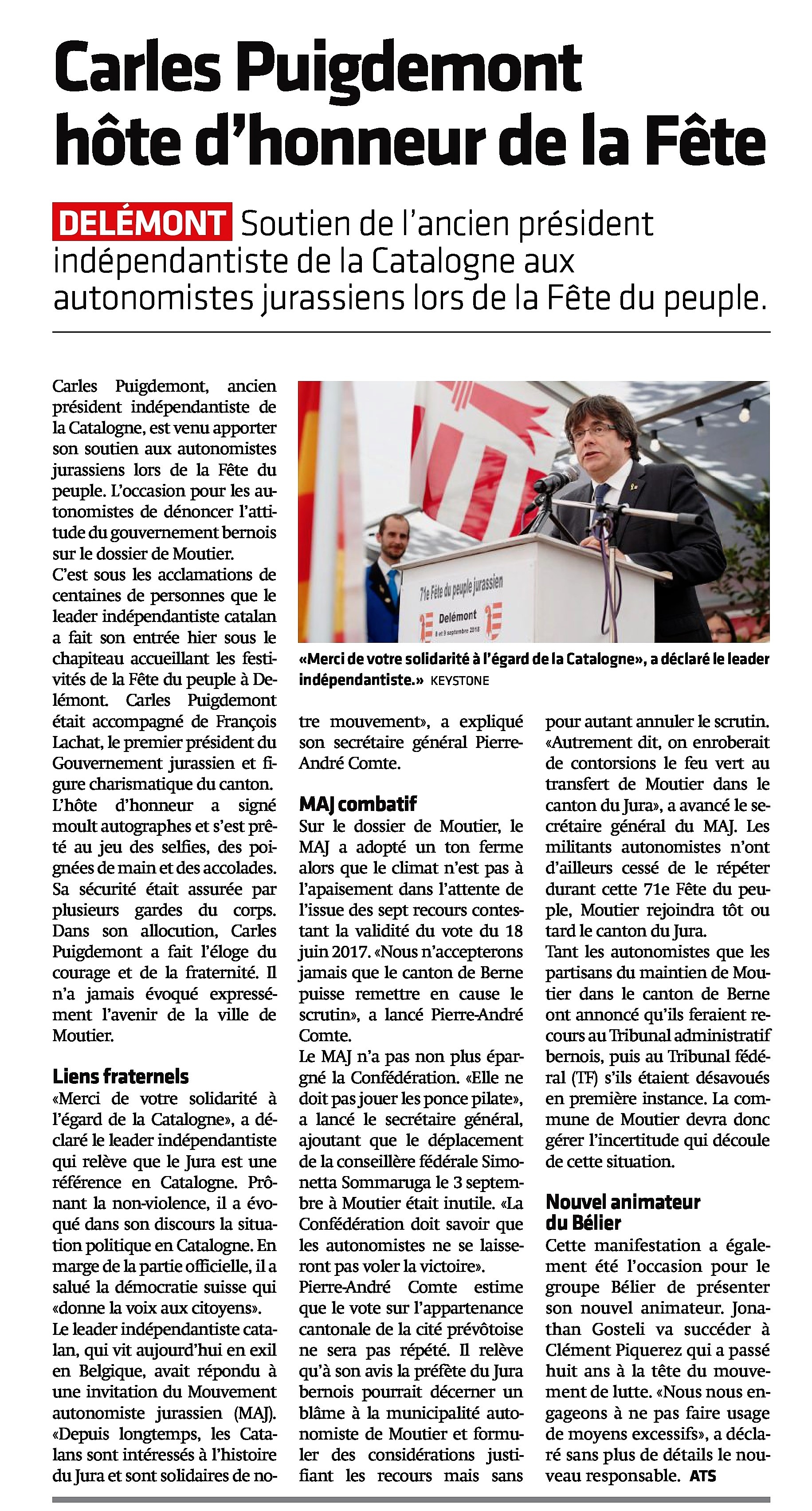 Carles Puigdemont hôte d'honneur de la Fête