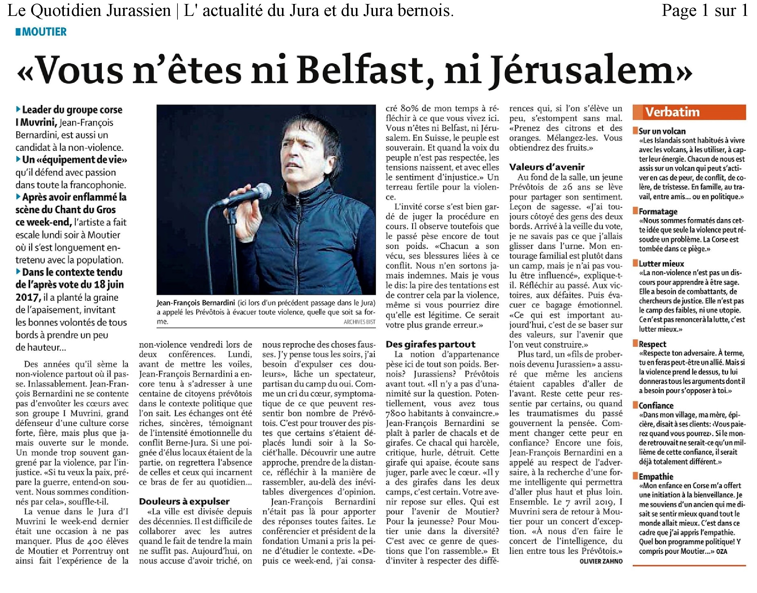 Vous n'êtes ni Belfast, ni Jérusalem