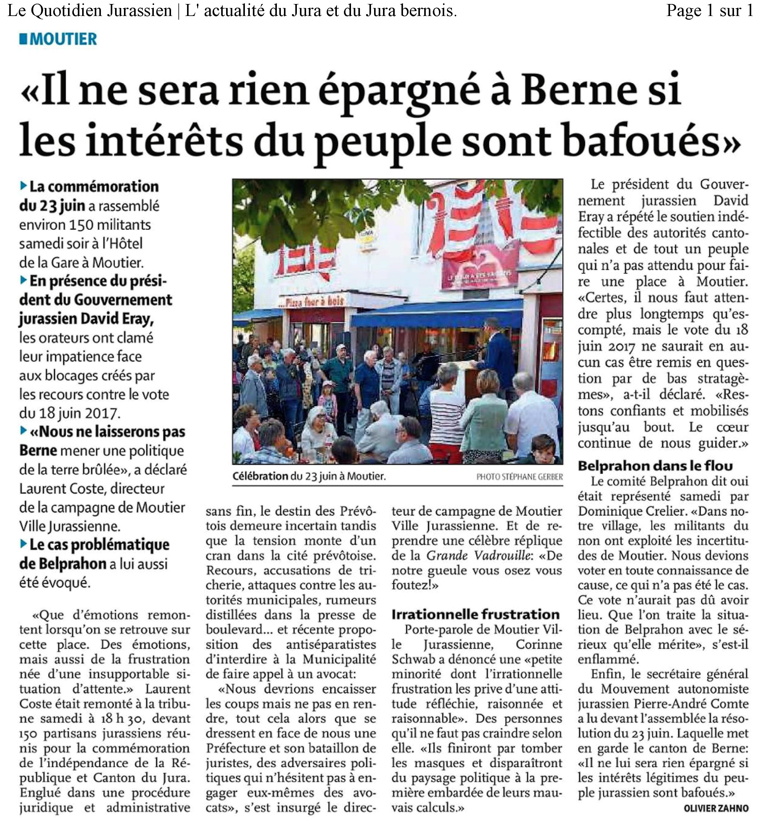 Il ne sera rien épargné à Berne si les intérêts du peuple sont bafoués.