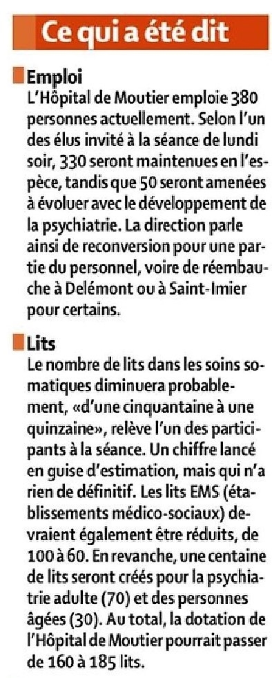 Hôpital de Moutier Ce qui a été dit partie 1