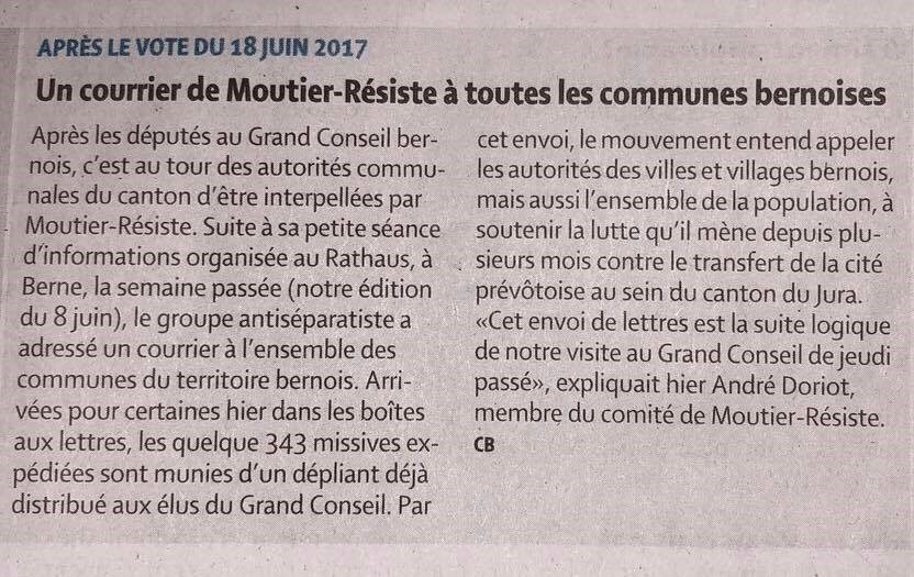 Un courrier de Moutier-Résiste à toutes les communes bernoises.jpg